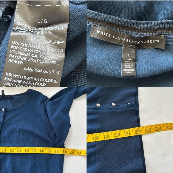 WHBM blue button-up cardigan size Large. - Picture 7 of 8